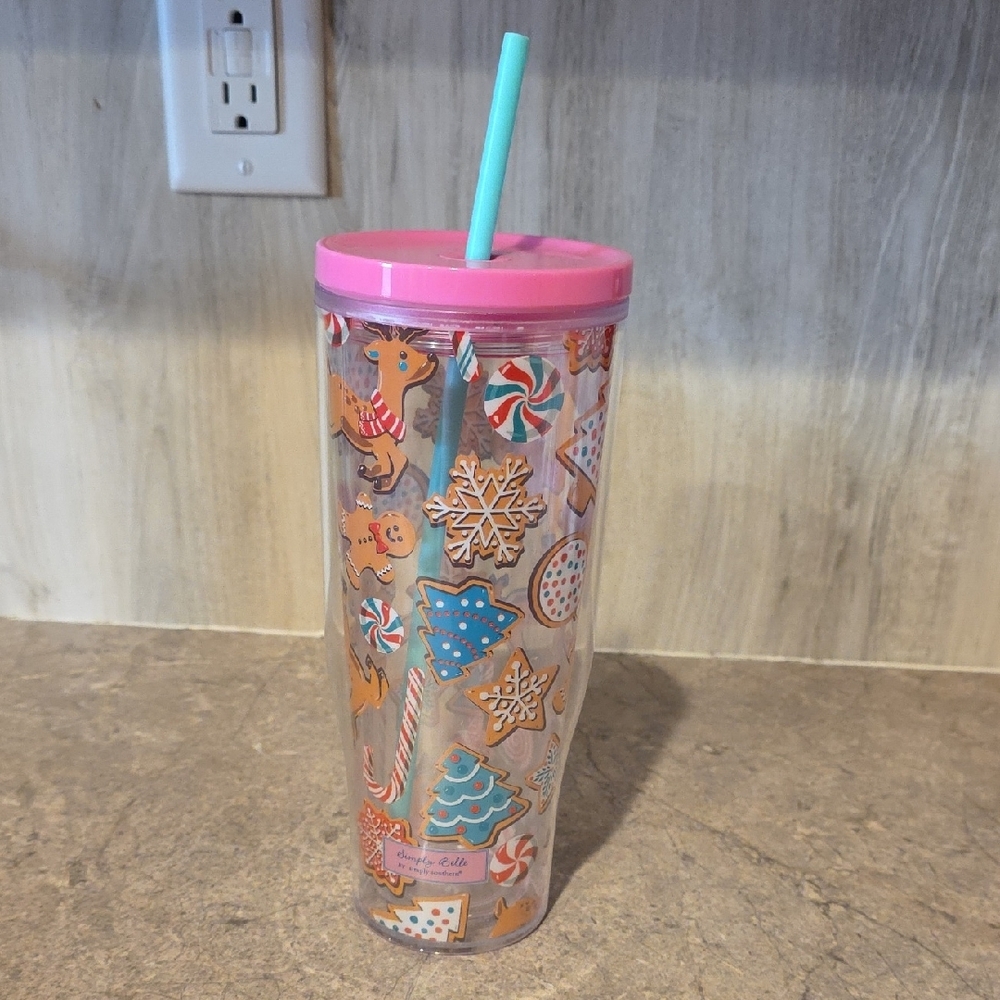 (J63) Simply Southern Pink and Blue Tumbler 24 Oz Cup